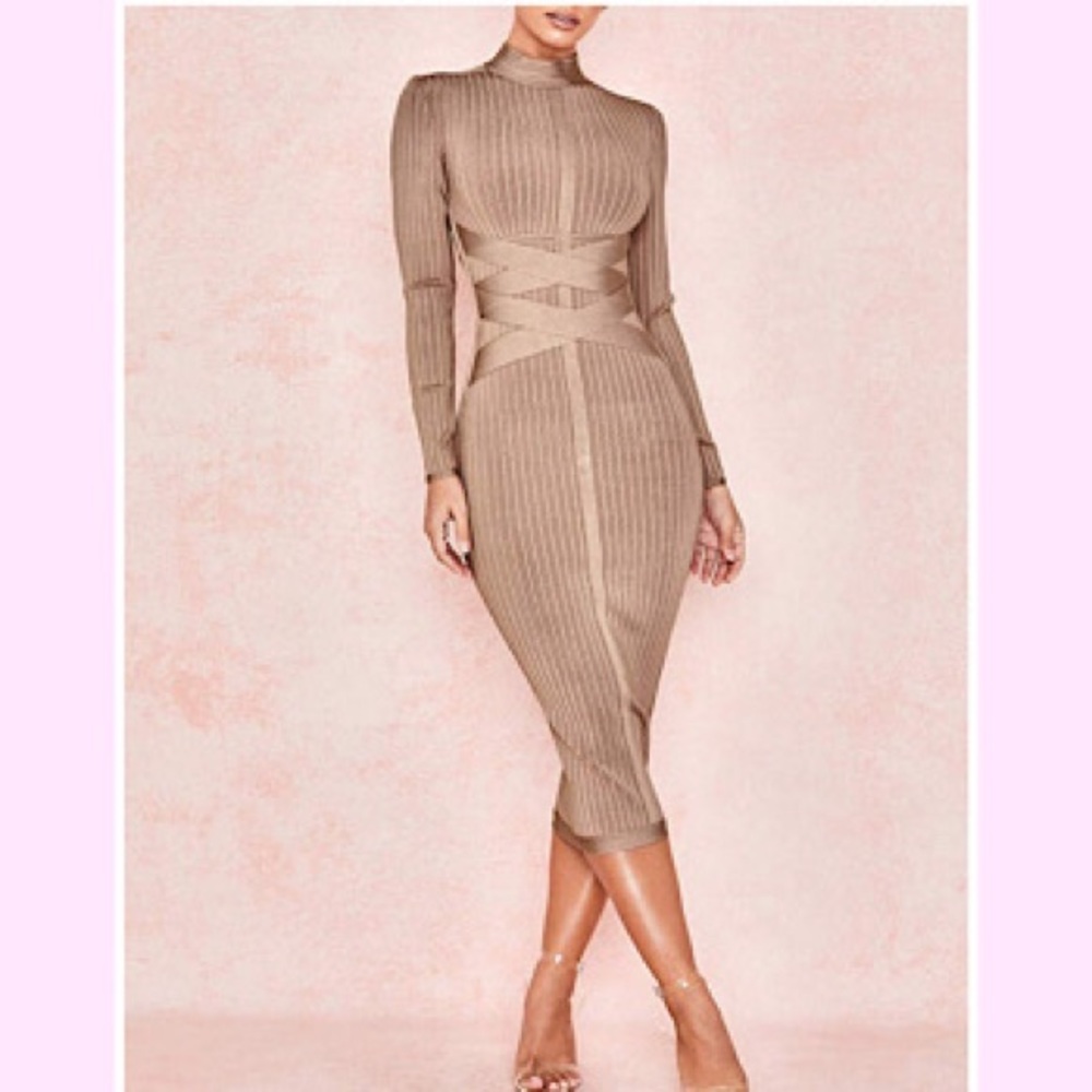 🆕Long Sleeve Midi Bodycon Party Dress - Picture 1 of 2